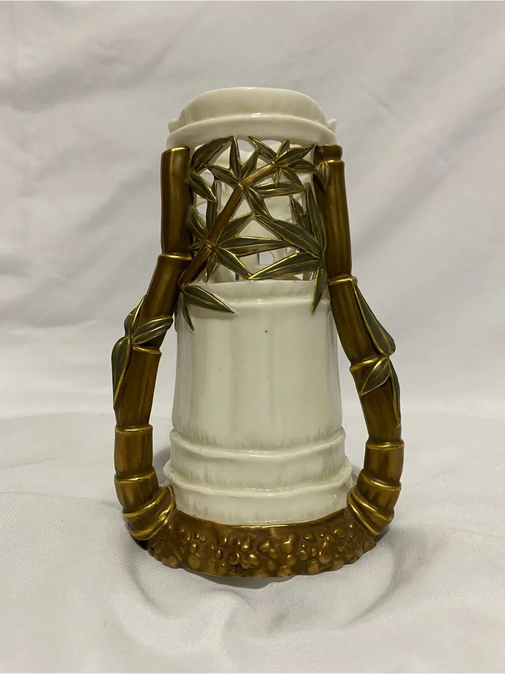 19th century Royal Worcester Aesthetic Movement bamboo vase